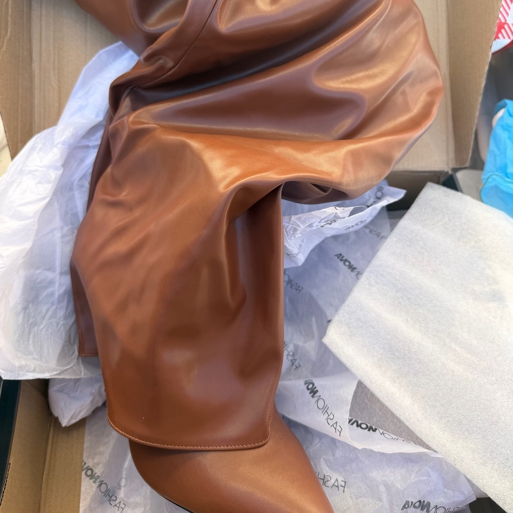 Fashion Nova Brown Heeled Boots